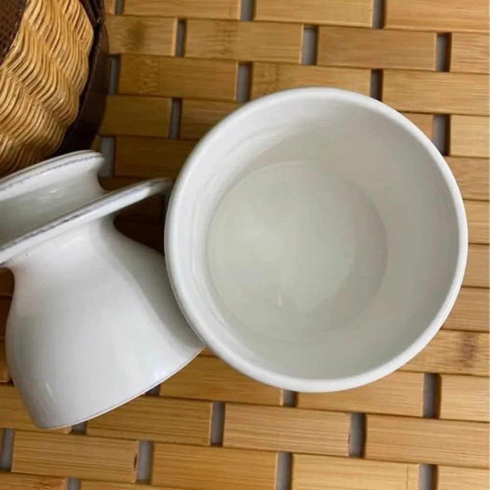 French Ceramic Butter Dish, White Linen Ceramic Butter Bell